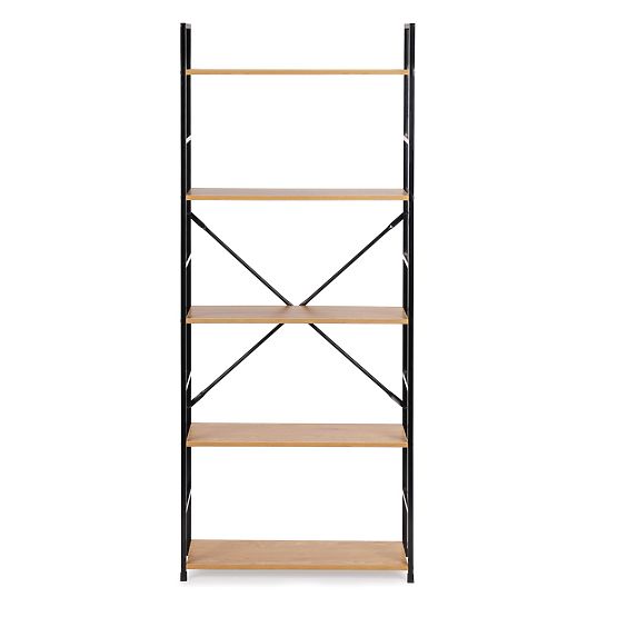 Široka moderna lesena polica LOFT s 5 policami