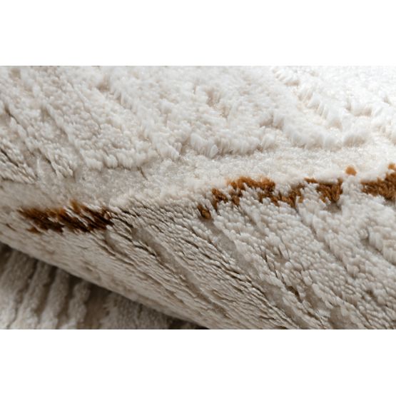 Sodoben tepih DUKE 51557 kremna / zlata - Geometrijski, strukturiran, zelo mehak, resice