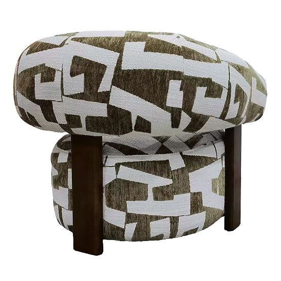 Sproščujoči stol Maribel olivno-krem/barva oreha, zaobljene oblike