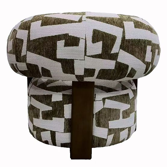 Sproščujoči stol Maribel olivno-krem/barva oreha, zaobljene oblike