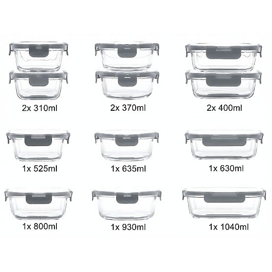 Steklene posode za živila CATONIA - komplet 12 kosov