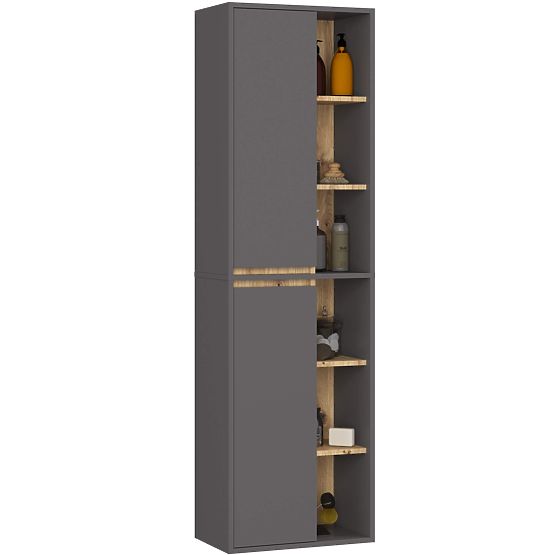 STENSKA KOPALNIŠKA OMARA VAMI W50 2D 6P GRAFIT SIVA / HRAST ARTISAN