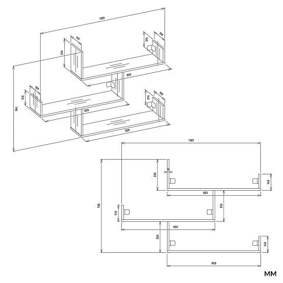 Stenske Police KOBI Za Dnevno Sobo BELA