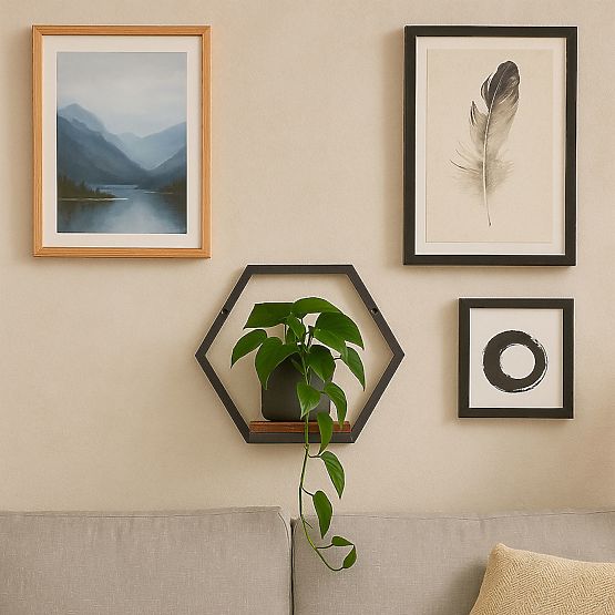 Stenski cvetlični lonec viseča polica za rože dekoracija loft heksagon ModernHome