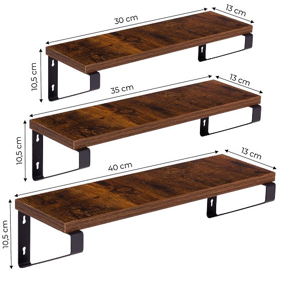 Stenski cvetlični stojalo 3 viseče police za rože dekoracija loft ModernHome