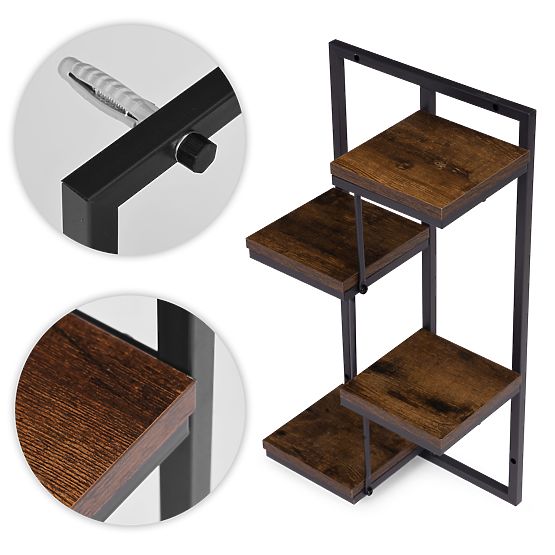 Stenski cvetlični stojalo polica za rože dekoracija 4 nivoji loft ModernHome