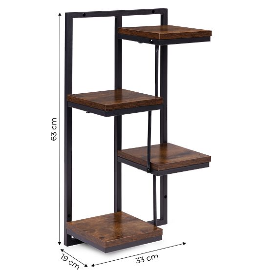 Stenski cvetlični stojalo polica za rože dekoracija 4 nivoji loft ModernHome