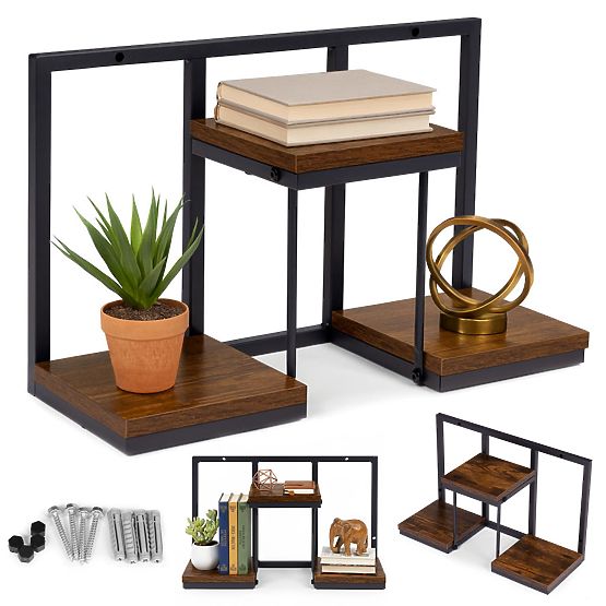 Stenski cvetlični stojalo viseča polica za rože dekoracija 3 nivoji loft ModernHome