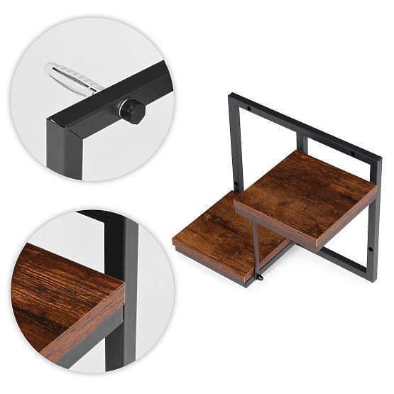 Stenski cvetlični stojalo, viseča polica za rože in dekoracije, 2 nivoja, loft ModernHome