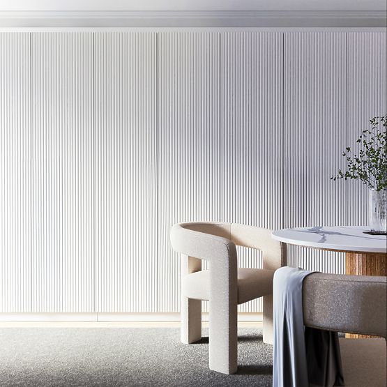 Štirivratna omara Neroli, enostavne utore, bela