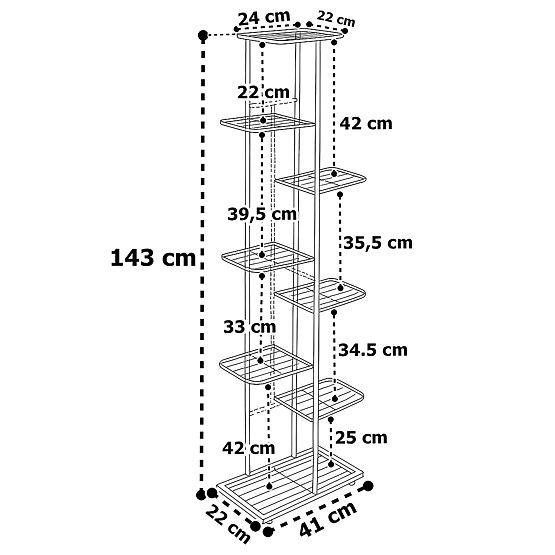 Stojalo za rože 8 nivojev NEST črno