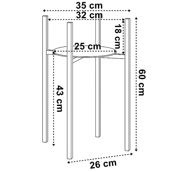 Stojalo za rože loft Torre 60 cm črno