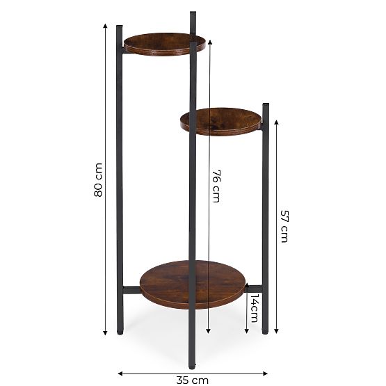 Stojalo za rože, stojalo za rože, dekoracija, 3 ravni, loft ModernHome