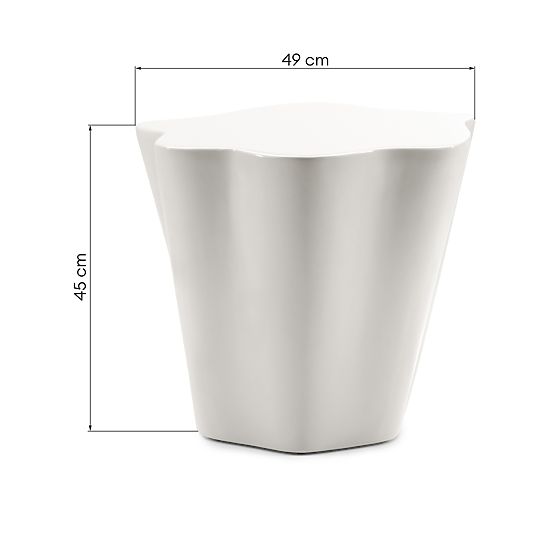 Stranska miza Bow 49 cm, sivo-bež, sijajna, zaobljene oblike