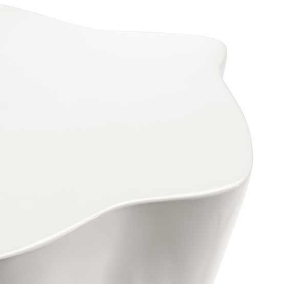 Stranska miza Bow 49 cm, sivo-bež, sijajna, zaobljene oblike