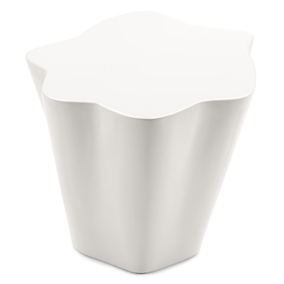 Stranska miza Bow 49 cm, sivo-bež, sijajna, zaobljene oblike