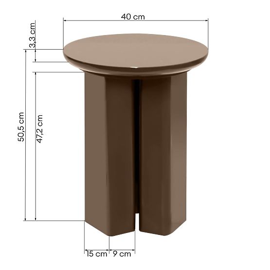 Stranska miza Brie 40 cm, svetlo rjava, mocha, sijajna