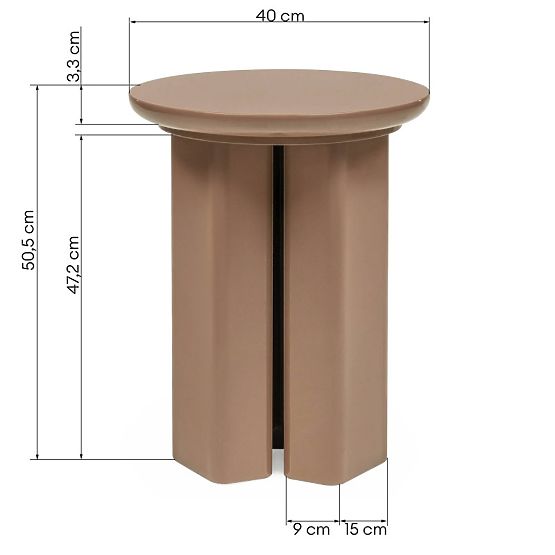 Stranska miza Brie 40 cm, svetlo rjava, mocha, sijajna
