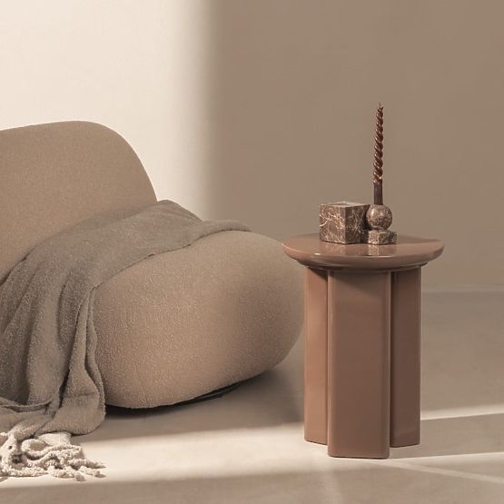 Stranska miza Brie 40 cm, svetlo rjava, mocha, sijajna