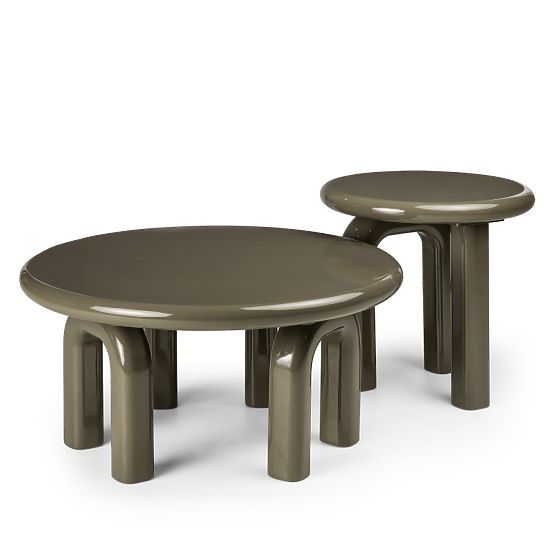 Stranska miza Flambe 50 cm, zelena/siva, sijajna