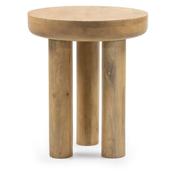 Stranska miza Limali 50 cm, okrogla, mangov les, zaobljene oblike