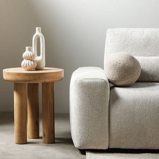 Stranska miza Limali 50 cm, okrogla, mangov les, zaobljene oblike