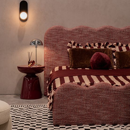 Stranska miza Logan 40 cm, burgundy/češnja, sijajna