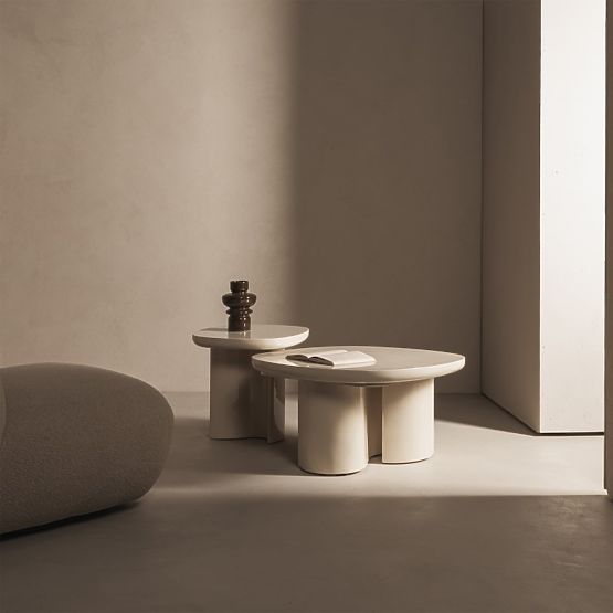 Stranska miza Puro 50 cm, svetlo bež, sijajna