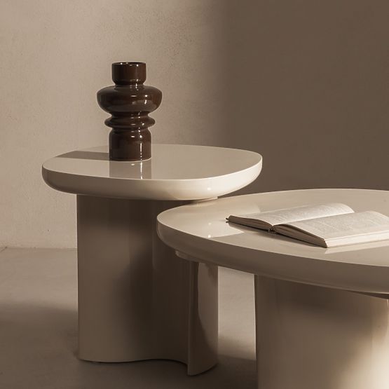 Stranska miza Puro 50 cm, svetlo bež, sijajna