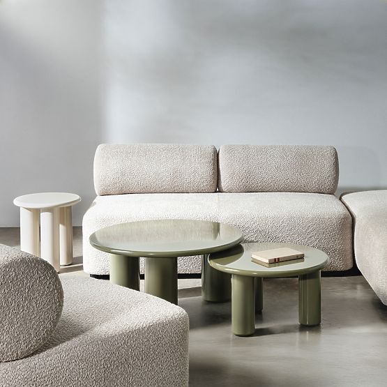 Stranska mizica Blair 40 cm, kremna, sijoča