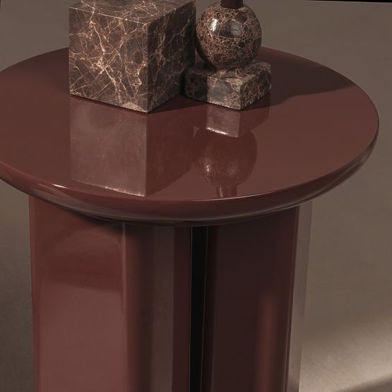Stranska mizica Brie 40 cm, bordo/rjava, sijajna