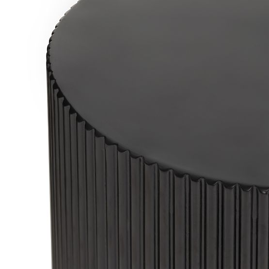 Stranska mizica Ermanno, 35 cm, črna, z rebrastim vzorcem