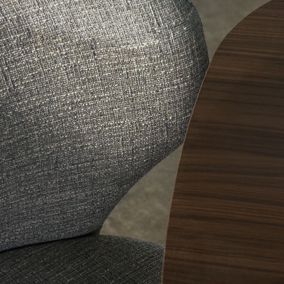 Tapecirani stol Elaine bež-siva, zaobljene oblike