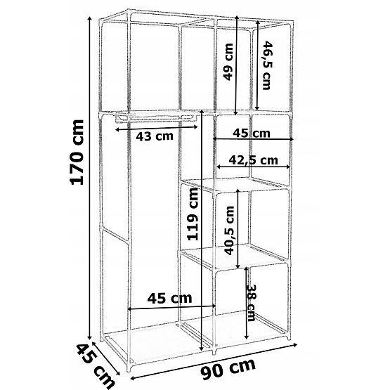 Tekstilna omara s 6 policami Mira - temno rjava