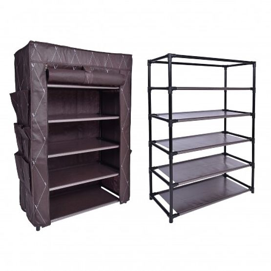 Tekstilna omara za čevlje Vitto - rjava