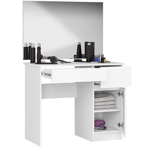 TOALETNA MIZA Z OGLEDALOM CLP P-2/SL 900x600 DESNA PK BELA