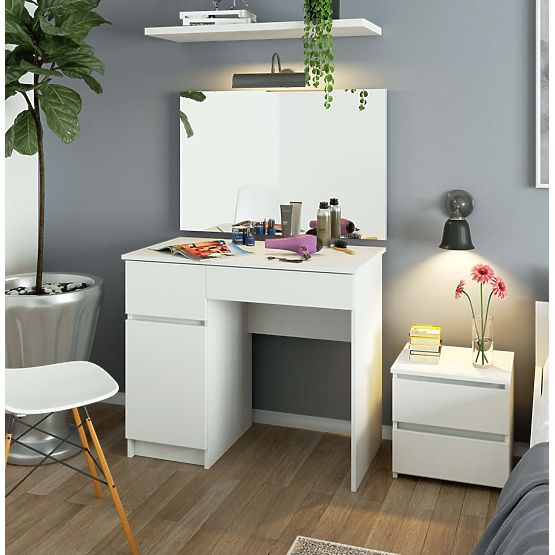 Toaletna miza z ogledalom CLP P-2/SL 900x600 LEVÝ PK BELA