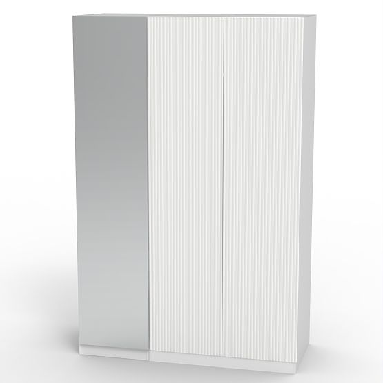 Tredelna omara Neroli, ogledalo/enostavne utore, bela