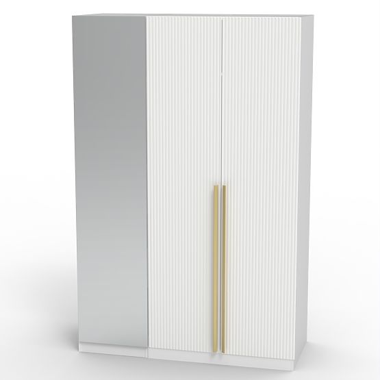 Tredelna omara Neroli, ogledalo/enostavne utore, bela