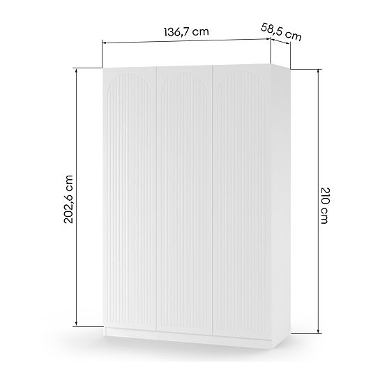 Tredelna omara Neroli, utori v loku, bela