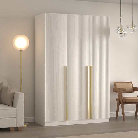 Trivratna omara Neroli, preprosti utori, bela