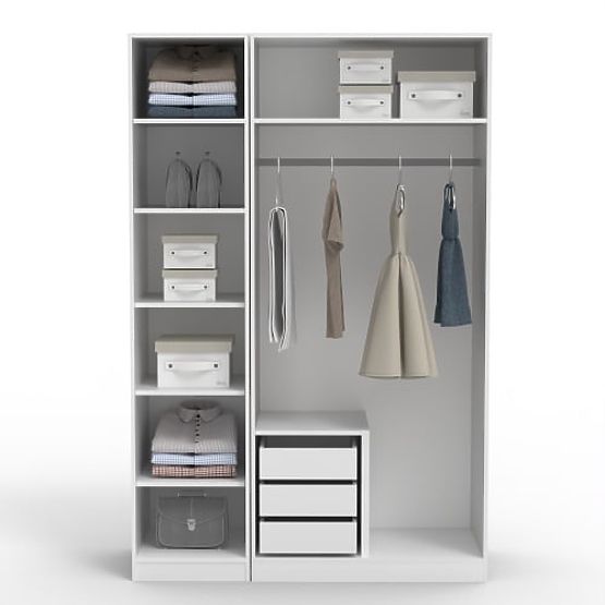 Trodverna omara Neroli, ogledalo/panel lok, bela