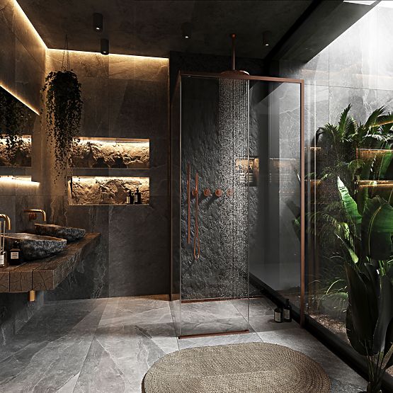 Tuš kabina SOLAR Krtačena Baker 120x90