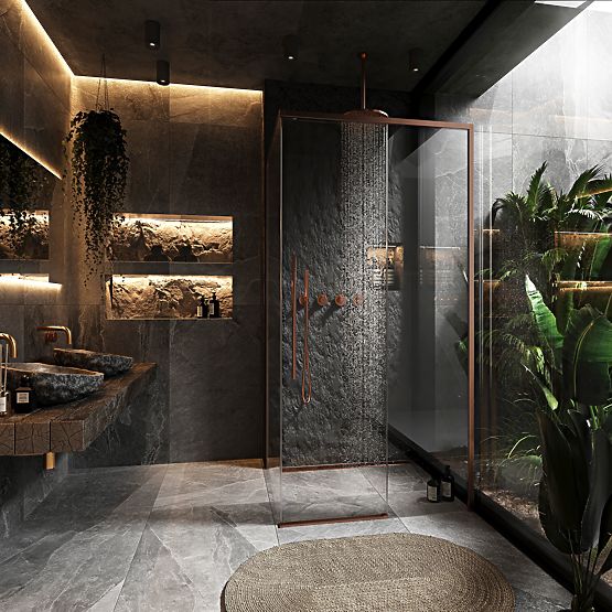 Tuš kabina SOLAR Krtačena Baker 90x90