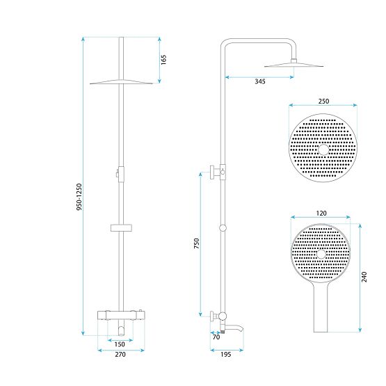 Tuš Set s Termostatom Rea Lungo Diamond Bakren