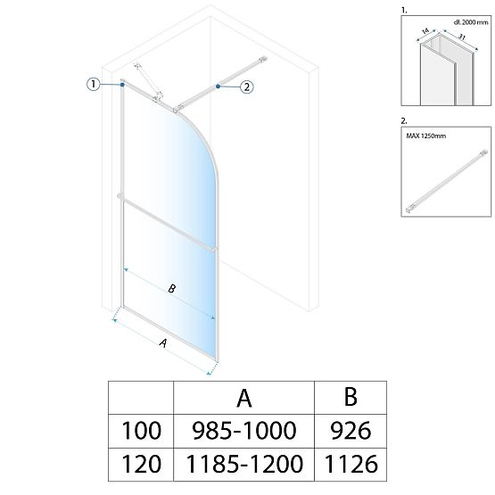 Tuš stena Rea Sky Brush Gold 120