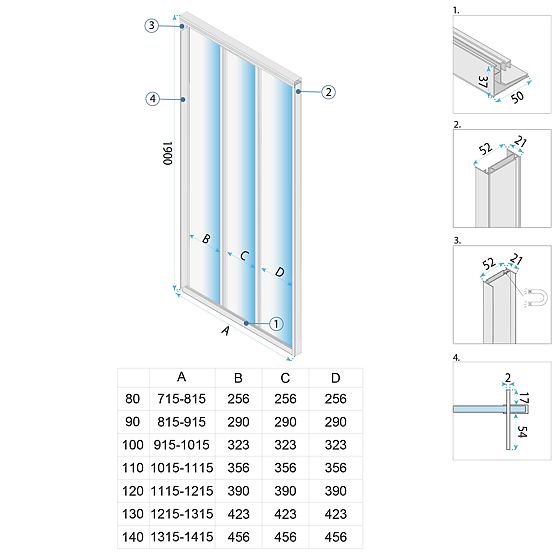 Tuš vrata Rea Alex 90