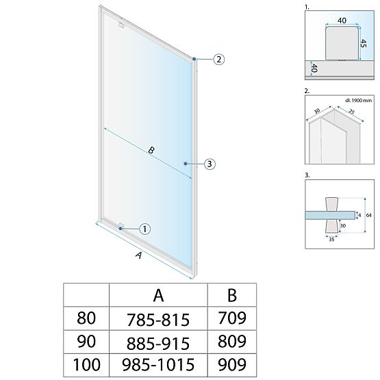 Tuš vrata Rea Primo Swing 100 Krom
