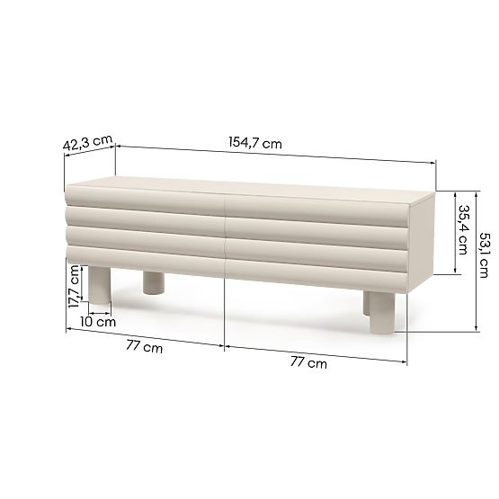 TV omarica Anatra, rebrasta, bež, zaobljene oblike
