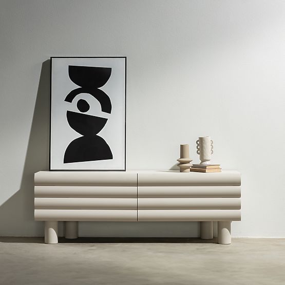 TV omarica Anatra, rebrasta, bež, zaobljene oblike